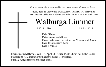 Anzeige von Walburga Limmer von MGO