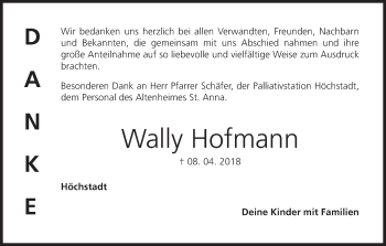 Anzeige von Wally Hofmann von MGO