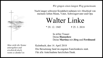 Anzeige von Walter Linke von MGO