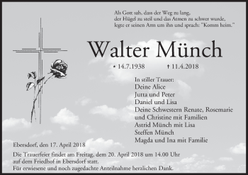 Anzeige von Walter Münch von MGO