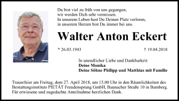 Anzeige von Walter Anton Eckert von MGO