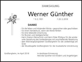 Anzeige von Werner Günther von MGO