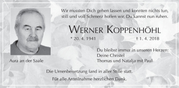 Anzeige von Werner Koppenhöhl von MGO