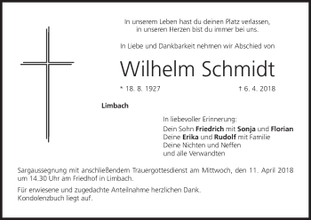 Anzeige von Wilhelm Schmidt von MGO