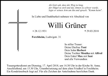 Anzeige von Willi Grüner von MGO