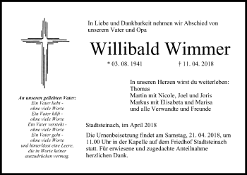 Anzeige von Willibald Wimmer von MGO