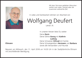 Anzeige von Wolfgang Deufert von MGO
