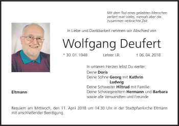 Anzeige von Wolfgang Deufert von MGO