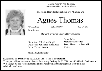 Anzeige von Agnes Thomas von MGO