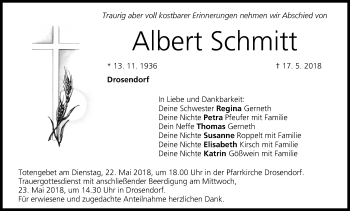 Anzeige von Albert Schmitt von MGO