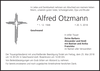 Anzeige von Alfred Otzmann von MGO