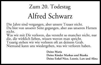 Anzeige von Alfred Schwarz von MGO