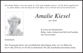 Anzeige von Amalie Kiesel von MGO