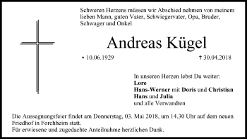 Anzeige von Andreas Kügel von MGO