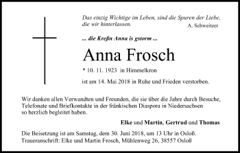 Anzeige von Anna Frosch von MGO