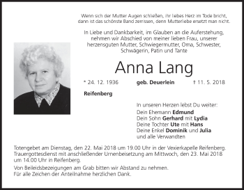 Anzeige von Anna Lang von MGO