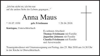 Anzeige von Anna Maus von MGO