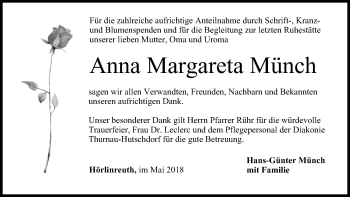 Anzeige von Anna Margareta Münch von MGO