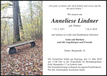 Anzeige von Anneliese Lindner von MGO
