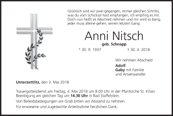 Anzeige von Anni Nitsch von MGO