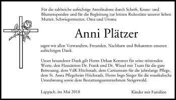 Anzeige von Anni Plätzer von MGO