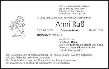 Anzeige von Anni Ruß von MGO