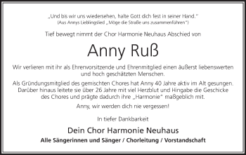 Anzeige von Anny Ruß von MGO