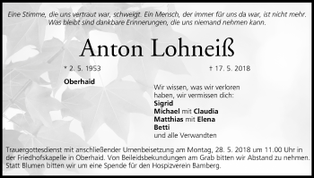 Anzeige von Anton Lohneiß von MGO