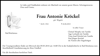 Anzeige von Antonie Kröckel von MGO