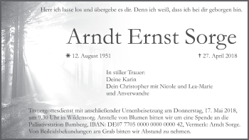 Anzeige von Arndt Ernst Sorge von MGO
