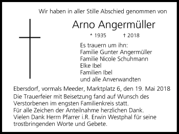 Anzeige von Arno Angermüller von MGO