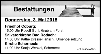 Anzeige von Bestattungen vom 03.05.2018 von MGO