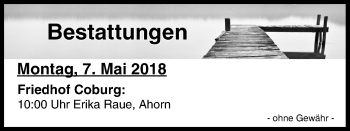 Anzeige von Bestattungen vom 07.05.2018 von MGO