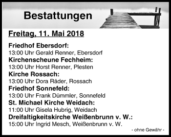 Anzeige von Bestattungen vom 10.05.2018 von MGO