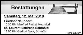 Anzeige von Bestattungen vom 12.05.2018 von MGO