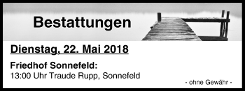 Anzeige von Bestattungen vom 22.05.2018 von MGO