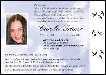 Anzeige von Carola Grüner von MGO