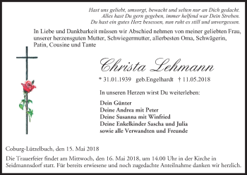 Anzeige von Christa Lehmann von MGO