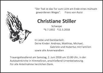 Anzeige von Christiane Stiller von MGO