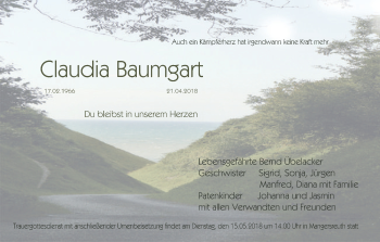 Anzeige von Claudia Baumgart von MGO