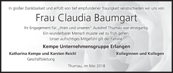 Anzeige von Claudia Baumgart von MGO