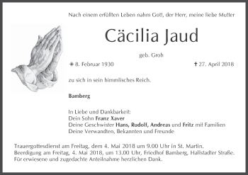Anzeige von Cäcilia Jaud von MGO