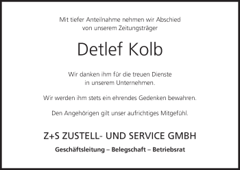 Anzeige von Detlef Kolb von MGO