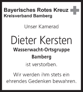 Anzeige von Dieter Kersten von MGO