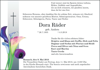 Anzeige von Dora Räder von MGO