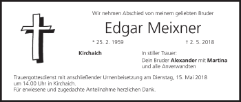 Anzeige von Edgar Meixner von MGO