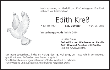 Anzeige von Edith Kreß von MGO