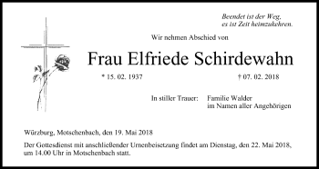 Anzeige von Elfriede Schirdewahn von MGO