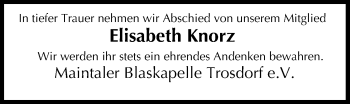Anzeige von Elisabeth Knorz von MGO