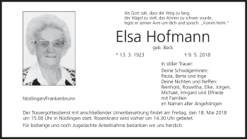 Anzeige von Elsa Hofmann von MGO